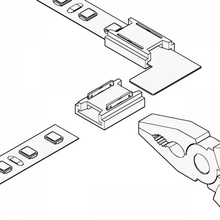 12354-3  Geniled Piercing connector 2pin (5mm) for L-shaped rigid connection of 8mm LED strip 2pcs